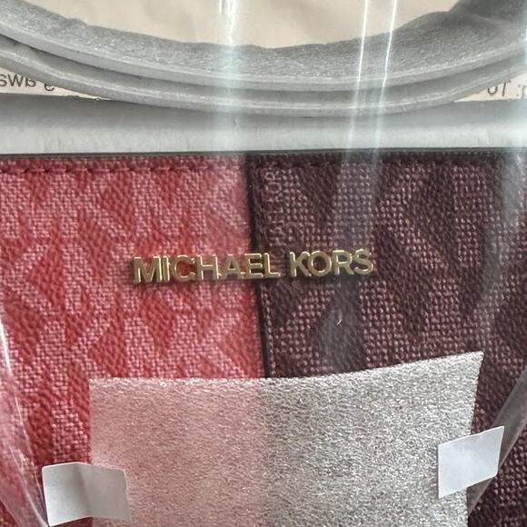 MICHAEL KORS Jet Set Small Two-Tone Logo Crossbody Bag In Oxblood Multi NWT - Picture 4 of 9